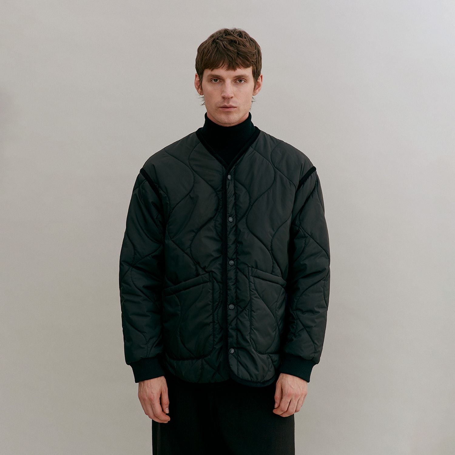 quilting liner real suède jacket/black Quilt Liner Jacket